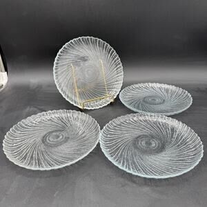 Vintage Arcoroc Seabreeze Salad Plates 7 1/2 inch, Clear Glass, Set of 4